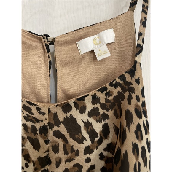 Leopard Print Large Maxi Dress in Brown Leopard Lined Long Sheer Spaghetti Strap - Picture 3 of 9